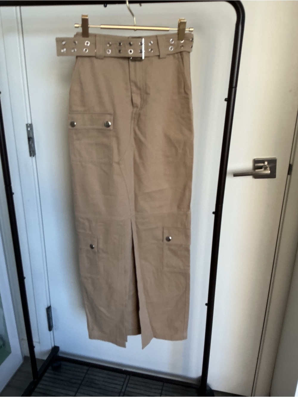 Lovers + Friends Khaki Cargo Pants with Studded Belt